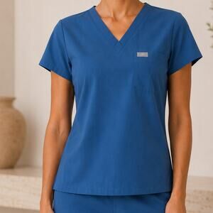 FIGS Catarina V-neck Scrub Tops XS Petite Blue Technical Collection Size XS/P